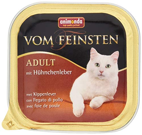 Animonda vom feinsten Nassfutter Katze Adult - mit Hühnchenleber 32 x 100g - hochwertiges premiere Katzenfutter Nass getreidefrei - Katze Katzen Nassfutter für Katzen Katzennassfutter Katzen Futter von animonda Vom Feinsten