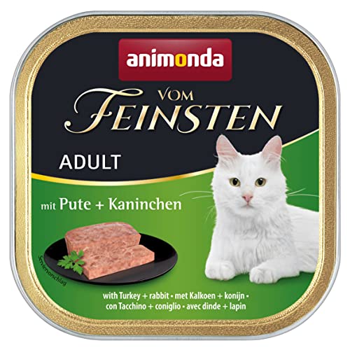 Animonda vom feinsten Nassfutter Katze Adult - mit Pute + Kaninchen 32 x 100g - hochwertiges premiere Katzenfutter Nass getreidefrei - Katze Katzen Nassfutter für Katzen Katzennassfutter Katzen Futter von animonda Vom Feinsten