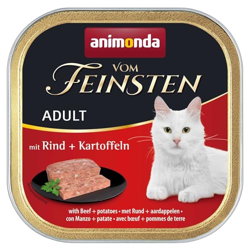 animonda vom Feinsten Katzenfutter nass mit Rind + Kartoffeln (32 x 100g), getreidefreies Katzenfutter nass ohne Zucker, mit frischen, fleischigen Zutaten von animonda vom Feinsten