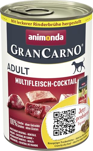 GranCarno Hunde Nassfutter Multifleisch-Cocktail (6 x 400 g), Hundefutter nass ohne Getreide und Zucker von animonda, für ausgewachsene Hunde, mit frischen fleischlichen Zutaten von Grancarno