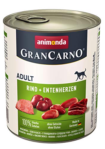 animonda Gran Carno adult Hundefutter, Nassfutter für erwachsene Hunde, Rind + Entenherzen, 6 x 800 g von animonda Vom Feinsten
