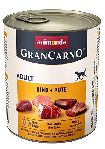 animonda Gran Carno adult Hundefutter, Nassfutter für erwachsene Hunde, Rind + Pute, 6 x 800 g von animonda Vom Feinsten