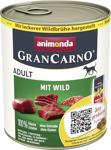 GranCarno Hunde Nassfutter mit Wild (6 x 800 g), Hundefutter nass ohne Getreide und Zucker von animonda, für ausgewachsene Hunde, mit frischen fleischlichen Zutaten GranCarno Hunde Nassfutter mit Wild (6 x 800 g), Hundefutter nass ohne Getreide und Zucker von animonda, für ausgewachsene Hunde, mit frischen fleischlichen Zutaten von Grancarno