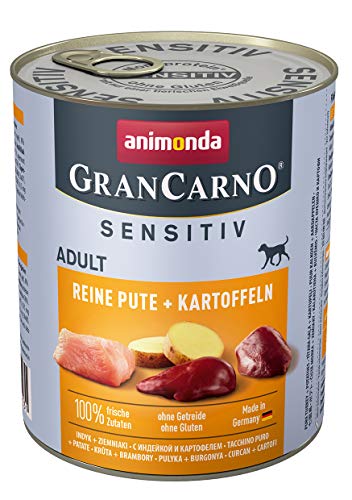 animonda GranCarno Hundefutter Adult Sensitiv, Nassfutter für ausgewachsene Hunde, Reine Pute + Kartoffeln, 6 x 800 g von animonda Vom Feinsten