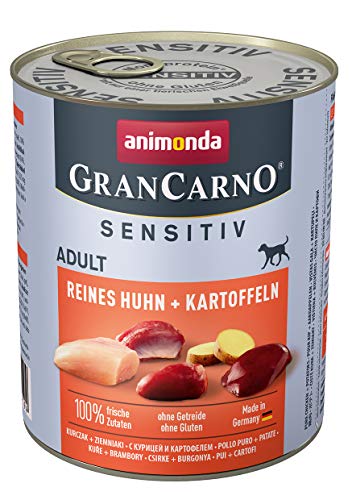 animonda GranCarno Hundefutter Adult Sensitiv, Nassfutter für ausgewachsene Hunde, Reines Huhn + Kartoffeln, 6 x 800 g von animonda Vom Feinsten