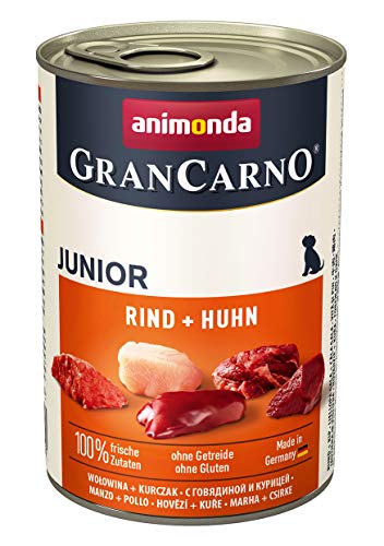 animonda GranCarno Hundefutter Junior, Nassfutter für Hunde im Wachstum, Rind + Huhn, 6 x 400 g von animonda Vom Feinsten