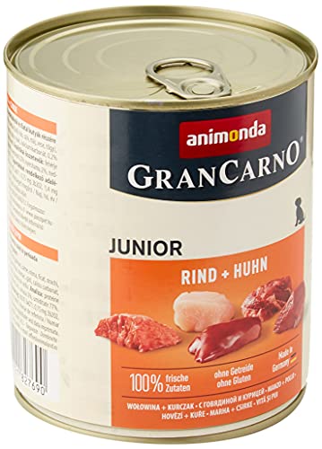 animonda GranCarno Hundefutter Junior, Nassfutter für Hunde im Wachstum, Rind + Huhn, 6 x 800 g von animonda Vom Feinsten
