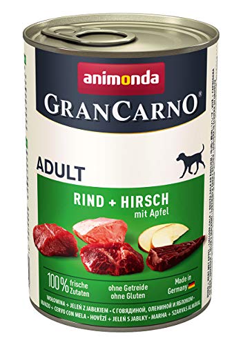 animonda GranCarno adult Hundefutter, Nassfutter für erwachsene Hunde, Rind + Hirsch mit Apfel, 6 x 400 g von animonda Vom Feinsten