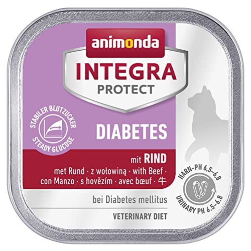 animonda Integra Protect Diabetes Katze, Diät Katzenfutter, Nassfutter bei Diabetes mellitus, mit Rind, 16 x 100 g von Animonda Integra Protect