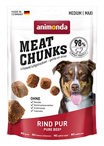 animonda Meat Chunks, Fleischsnacks für ausgewachsene Hunde, Rind pur, Medium, 80 g von animonda Vom Feinsten