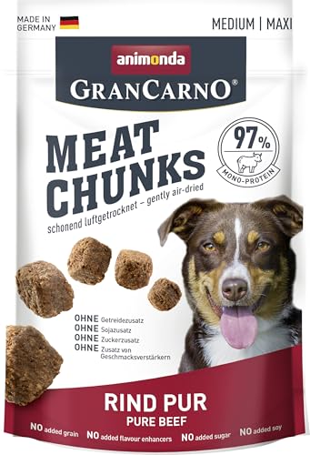 animonda Meat Chunks, Fleischsnacks für ausgewachsene Hunde, Rind pur, Medium, 80 g von animonda Vom Feinsten