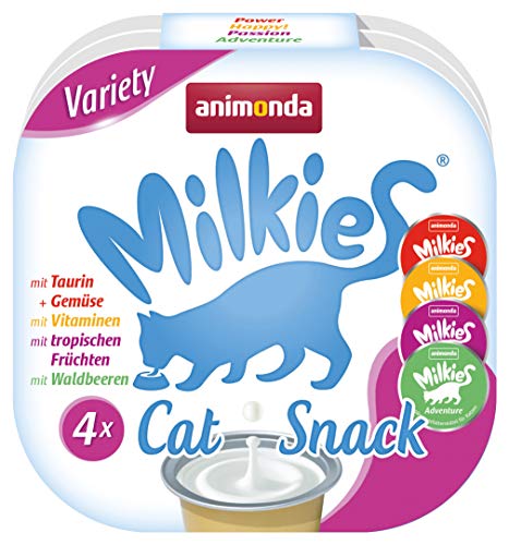 Milkies Katzensnack mit Milch - Selection (4 x 20 Cups á 15 g), portinierte Milch Katzensnacks für erwachsene Katzen von animonda von animonda Milkies