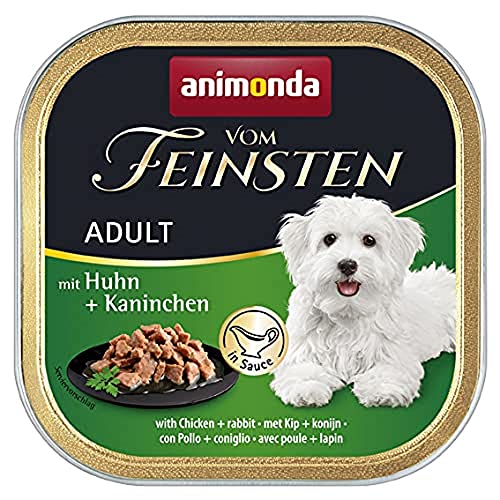 animonda Vom Feinsten Adult Hundefutter, Nassfutter für erwachsene Hunde, mit Huhn + Kaninchen in Sauce, 22 x 150 g von animonda Vom Feinsten