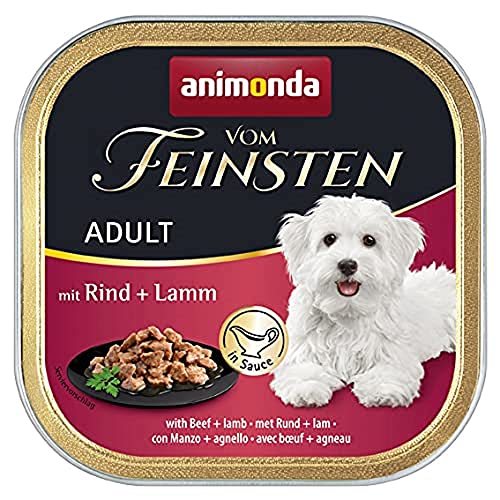 animonda Vom Feinsten Adult Hundefutter, Nassfutter für Erwachsene Hunde, mit Rind + Lamm in Sauce, 22 x 150 g von animonda Vom Feinsten