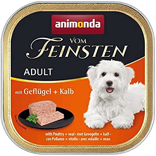 animonda Vom Feinsten Adult Hundefutter, Nassfutter für ausgewachsene Hunde, Geflügel + Kalb, 22 x 150 g von animonda Vom Feinsten