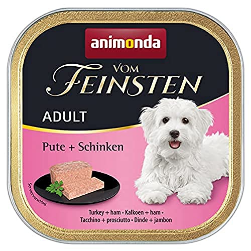 animonda Vom Feinsten Adult Hundefutter, Nassfutter für ausgewachsene Hunde, Pute + Schinken, 22 x 150 g von animonda Vom Feinsten