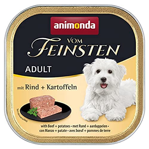 animonda Vom Feinsten Adult Hundefutter, Nassfutter für ausgewachsene Hunde, mit Rind + Kartoffeln, 22 x 150 g von animonda Vom Feinsten