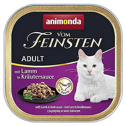 animonda Vom Feinsten Adult Katzenfutter, Nassfutter für Erwachsene Katzen, mit Lamm in Kräutersauce, 32x100 g von animonda Vom Feinsten
