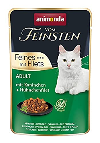 animonda Vom Feinsten Adult Katzenfutter, Nassfutter für ausgewachsene Katzen, Feines mit Filets, mit Kaninchen und Hühnchenfilet, 18 x 85g von animonda Vom Feinsten