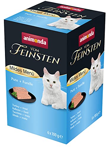 animonda Vom Feinsten Adult Katzenfutter, Nassfutter für ausgewachsene Katzen, mildes Menü, Pute + Forelle, 6 x 100 g von animonda Vom Feinsten
