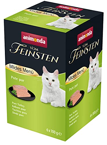 animonda Vom Feinsten Adult Katzenfutter, Nassfutter für ausgewachsene Katzen, mildes Menü, Pute + Lachs, 6 x 100 g von animonda Vom Feinsten