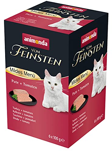 animonda Vom Feinsten Adult Katzenfutter, Nassfutter für ausgewachsene Katzen, mildes Menü, Pute + Tomaten, 6 x 100 g von animonda Vom Feinsten