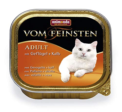 Animonda vom feinsten Nassfutter Katze Adult - mit Geflügel + Kalb 32 x 100g - hochwertiges premiere Katzenfutter Nass getreidefrei - für Katzennassfutter Futter von animonda Vom Feinsten