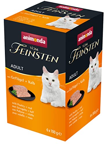 vom Feinsten Katzenfutter nass mit Geflügel + Kalb (6 x 100g), Katzenfutter nass ohne Getreide und Zucker von animonda, mitfrischen, fleischlichen Zutaten vom Feinsten Katzenfutter nass mit Geflügel + Kalb (6 x 100g), Katzenfutter nass ohne Getreide und Zucker von animonda, mitfrischen, fleischlichen Zutaten von animonda Vom Feinsten