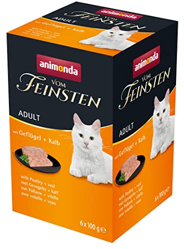 Animonda Vom Feinsten Adult Katzenfutter, Nassfutter für ausgewachsene Katzen, mit Geflügel + Kalb, 6 x 100 g von animonda Vom Feinsten