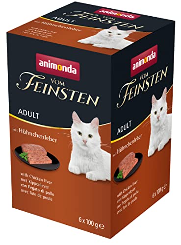 animonda Vom Feinsten Adult Katzenfutter, Nassfutter für ausgewachsene Katzen, mit Hühnchenleber, 6 x 100 g von animonda Vom Feinsten