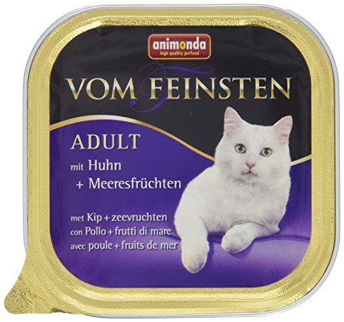 Animonda vom feinsten Nassfutter Katze Adult - mit Huhn + Meeresfrüchten 32 x 100g - hochwertiges premiere Katzenfutter Nass getreidefrei - Katze Katzen Nassfutter für Katzen Katzennassfutter von animonda Vom Feinsten