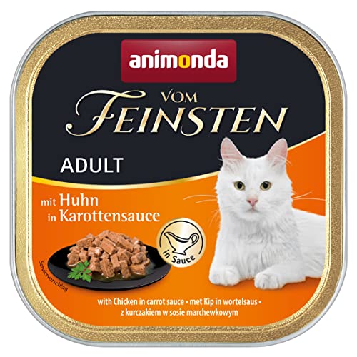 Animonda Vom Feinsten Adult Katzenfutter, Nassfutter für ausgewachsene Katzen, mit Huhn in Karottensauce, 32 x 100 g von animonda Vom Feinsten