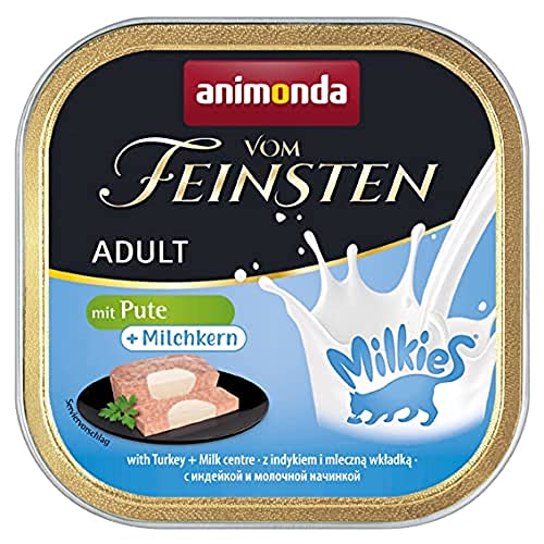 animonda Vom Feinsten Adult Katzenfutter, Nassfutter für ausgewachsene Katzen, mit Pute + Milchkern, 100 g (32er Pack) von animonda Vom Feinsten