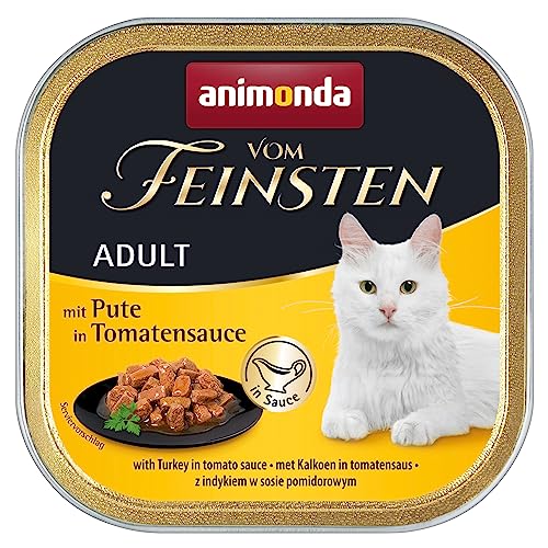 animonda Vom Feinsten Adult Katzenfutter, Nassfutter für ausgewachsene Katzen, mit Pute in Tomatensauce, 32 x 100 g von animonda Vom Feinsten