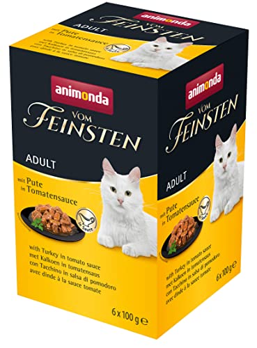 Animonda Vom Feinsten Adult Katzenfutter, Nassfutter für ausgewachsene Katzen, mit Pute in Tomatensauce, 6 x 100 g von animonda Vom Feinsten