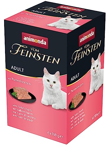 vom Feinsten Katzenfutter nass mit Putenherzen (6 x 100g), Katzenfutter nass ohne Getreide und Zucker von animonda, mitfrischen, fleischlichen Zutaten von animonda Vom Feinsten