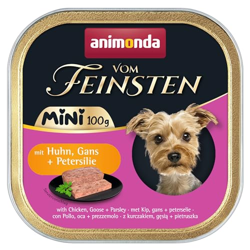 animonda Vom Feinsten Adult Mini - Leckeres Nassfutter für Hunde - Gut für kleine Rassen geeignet - mit Huhn, Gans + Petersilie - 32 x 100 g von animonda Vom Feinsten