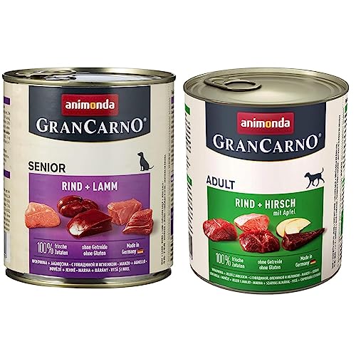 animonda Vom Feinsten GranCarno Hundefutter Senior, Nassfutter für ältere Hunde ab 7 Jahren & animonda Gran Carno adult Hundefutter, Nassfutter für erwachsene Hunde, Rind + Hirsch mit Apfel, 6 x 800 g animonda Vom Feinsten GranCarno Hundefutter Senior, Nassfutter für ältere Hunde ab 7 Jahren & animonda Gran Carno adult Hundefutter, Nassfutter für erwachsene Hunde, Rind + Hirsch mit Apfel, 6 x 800 g von animonda Vom Feinsten