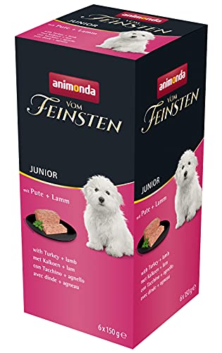 animonda Vom Feinsten Hundefutter Junior, Nassfutter für Hunde im Wachstum, mit Pute + Lamm, 6 x 150 g von animonda Vom Feinsten