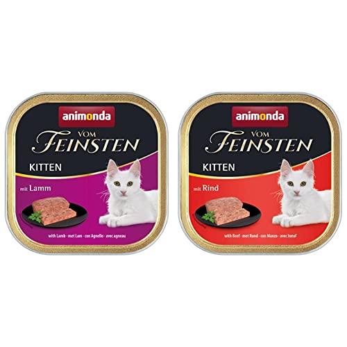 animonda Vom Feinsten Kitten, Nassfutter für wachsende Katzen im ersten Lebensjahr, mit Lamm, 32 x 100 g & Kitten, Nassfutter für wachsende Katzen im ersten Lebensjahr, mit Rind, 32 x 100 g von animonda Vom Feinsten