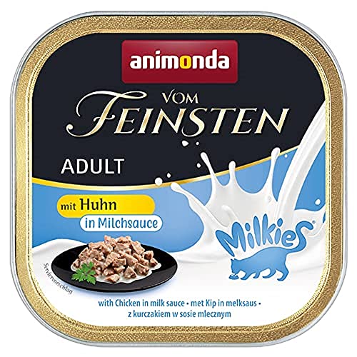 animonda Vom Feinsten Milkies Adult Katzenfutter, Nassfutter für Erwachsene Katzen, mit Huhn in Milchsauce, 32 x100 g von animonda Vom Feinsten