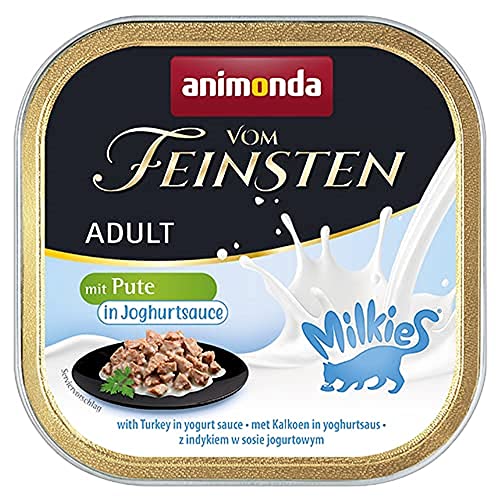 animonda Vom Feinsten Milkies Adult Katzenfutter, Nassfutter für Erwachsene Katzen, mit Pute in Joghurtsauce, 32 x 100 g von animonda Vom Feinsten