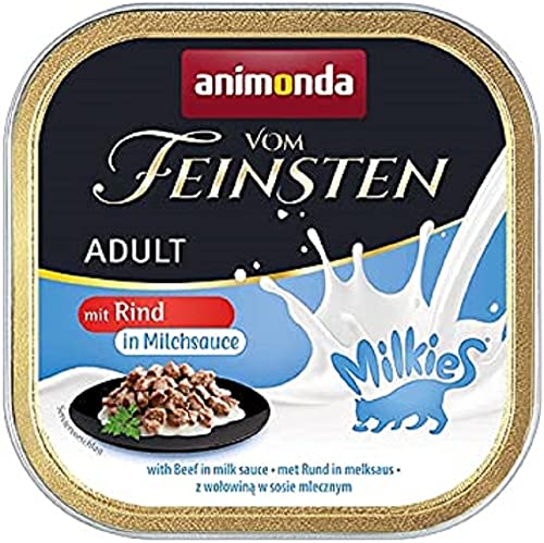 animonda Vom Feinsten Milkies Adult Katzenfutter, Nassfutter für Erwachsene Katzen, mit Rind in Milchsauce, 100 g (32er Pack) von animonda Vom Feinsten
