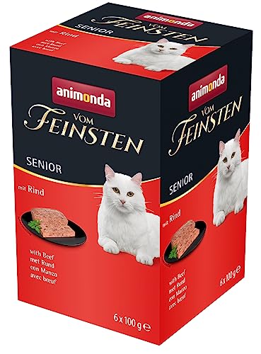 vom Feinsten Senior Katzenfutter nass Nassfutter mit Rind (6 x 100g), Katzenfutter ab 7 Jahren von animonda, ohne Getreide und Zucker, mitfrischen, fleischlichen Zutaten von animonda Vom Feinsten