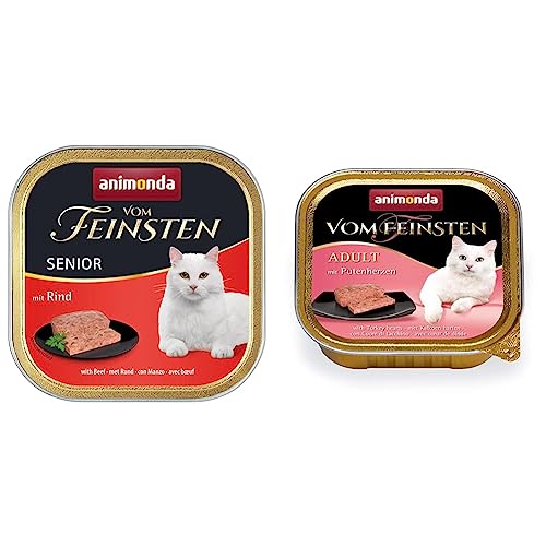 animonda Vom Feinsten Senior, Nassfutter für ältere Katzen ab 7 Jahren & Nassfutter Katze Adult - mit Putenherzen 32 x 100g - hochwertiges Premiere Katzenfutter Nass getreidefrei von animonda Vom Feinsten