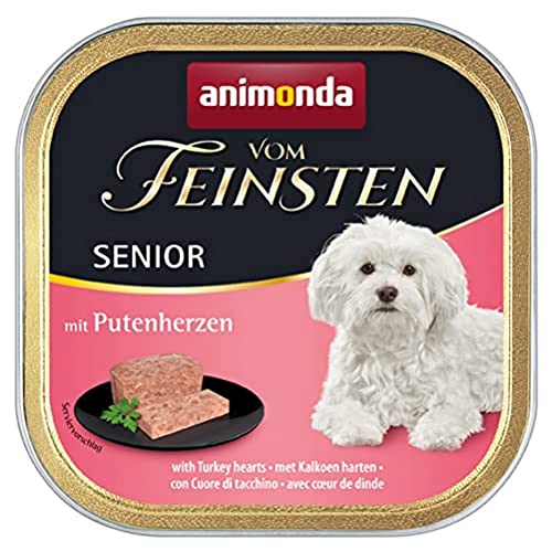 animonda Vom Feinsten Senior Hundefutter, Nassfutter für ältere Hunde ab 7 Jahren, mit Putenherzen, 22 x 150 g von animonda Vom Feinsten