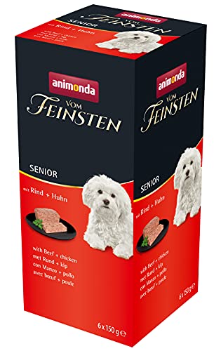 animonda Vom Feinsten Senior Hundefutter, Nassfutter für ausgewachsene Hunde, mit Rind + Huhn, 6 x 150 g von animonda Vom Feinsten