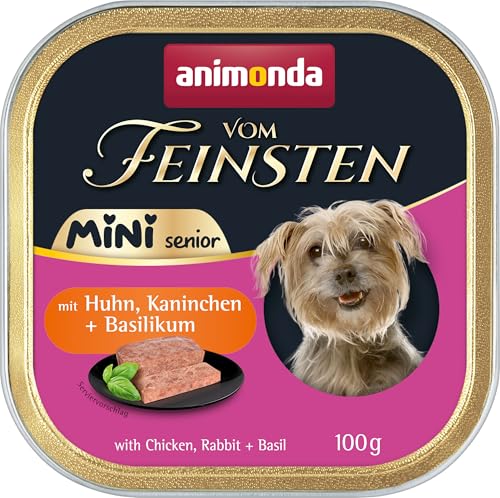 animonda Vom Feinsten Mini Senior Hundefutter nass mit Huhn + Kaninchen und Basilikum (32 x 100 g), getreidefreies Senior Nassfutter ohne Zucker und Soja für kleine Hunderassen animonda Vom Feinsten Mini Senior Hundefutter nass mit Huhn + Kaninchen und Basilikum (32 x 100 g), getreidefreies Senior Nassfutter ohne Zucker und Soja für kleine Hunderassen von animonda Vom Feinsten