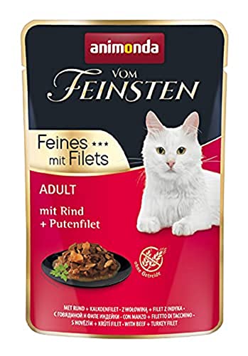 animonda Vom Feinsten adult Katzenfutter, Nassfutter für ausgewachsene Katzen, Feines mit Filets, mit Rind + Putenfilet, 18 x 85 g von animonda Vom Feinsten