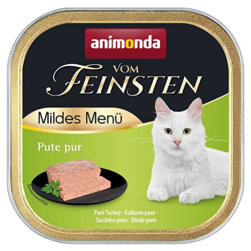 animonda Vom Feinsten adult Katzenfutter, Nassfutter für ausgewachsene Katzen, mildes Menü, Pute Pur, 32 x 100 g von animonda Vom Feinsten